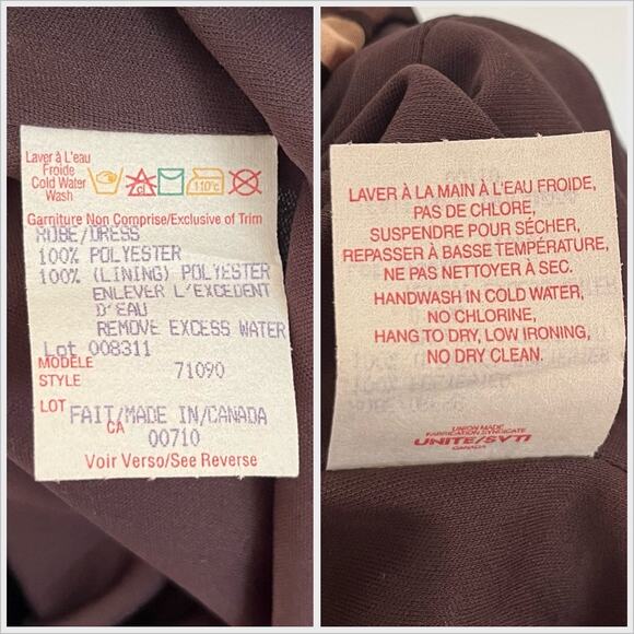 Vintage Y2K Polka Dot Brown Dress Cowl by Joseph Ribkoff // Size 10 Large - Picture 7 of 7